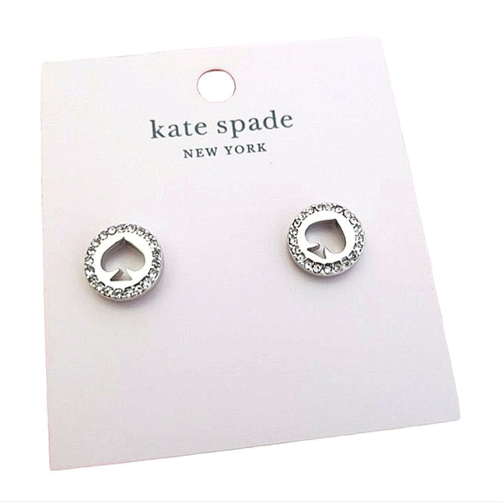 Kate Spade New York Spot The Spade Silver Plated Pave Crystal Stud Earri…